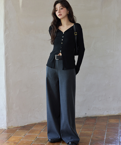 ベルト付きフルレングススラックス