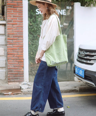 9分丈裾ドロストデニムパンツ