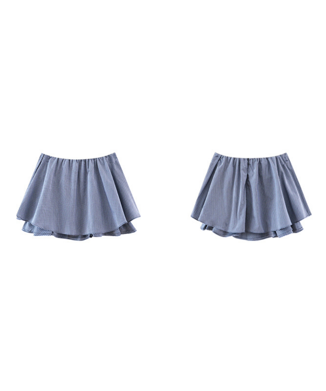 ギンガムチェック二段フリルスカート（セットアップ可）