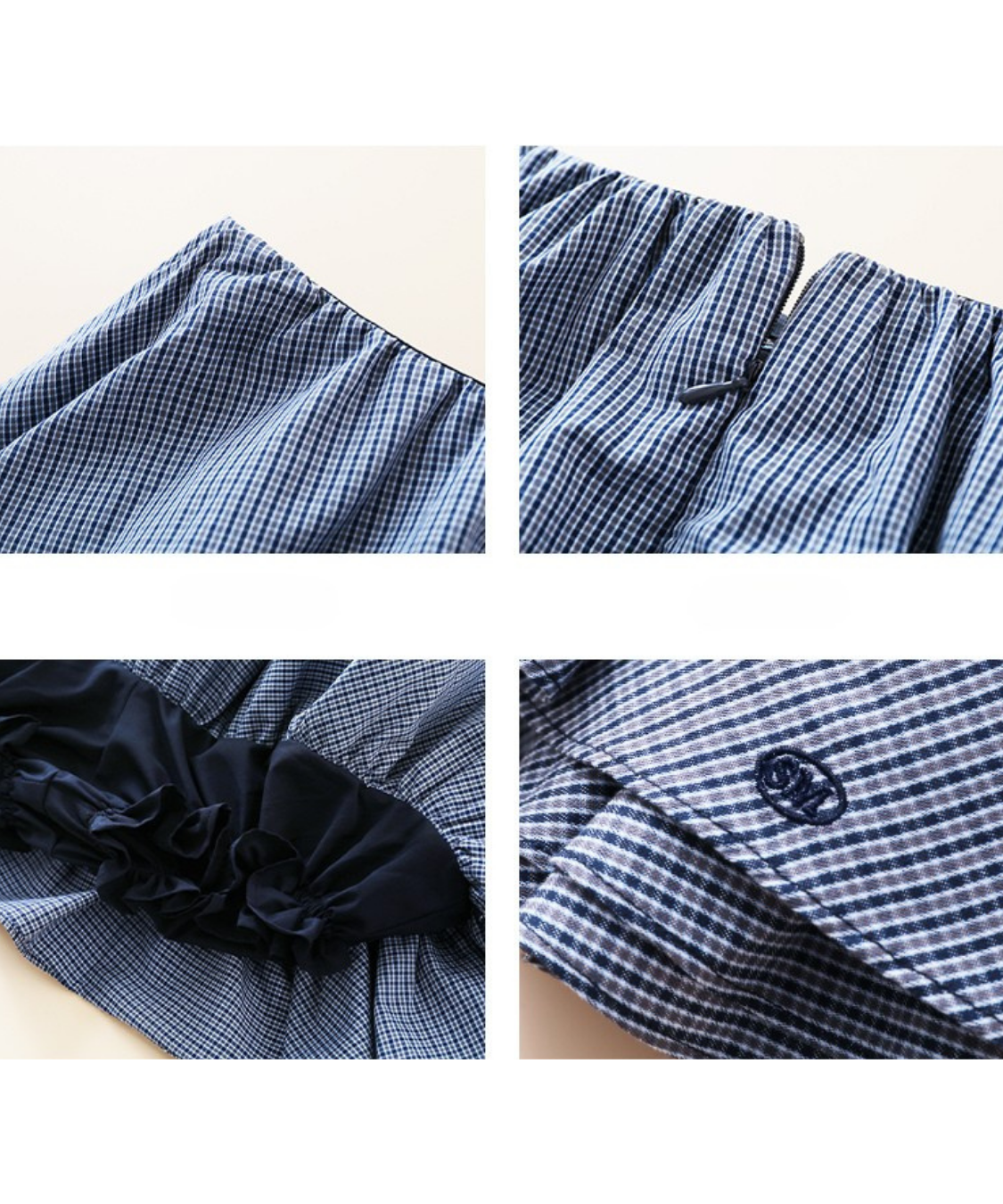 ギンガムチェック二段フリルスカート（セットアップ可）