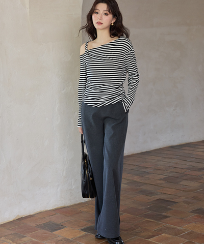 ベルト付きフルレングススラックス