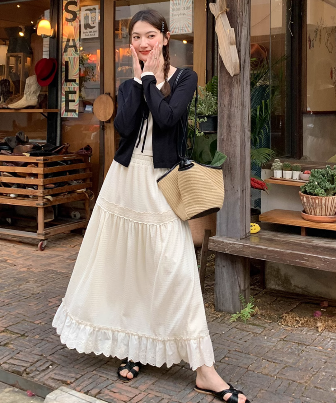 レーストリムティアードロングスカート – jemiremi（ジェミレミ）