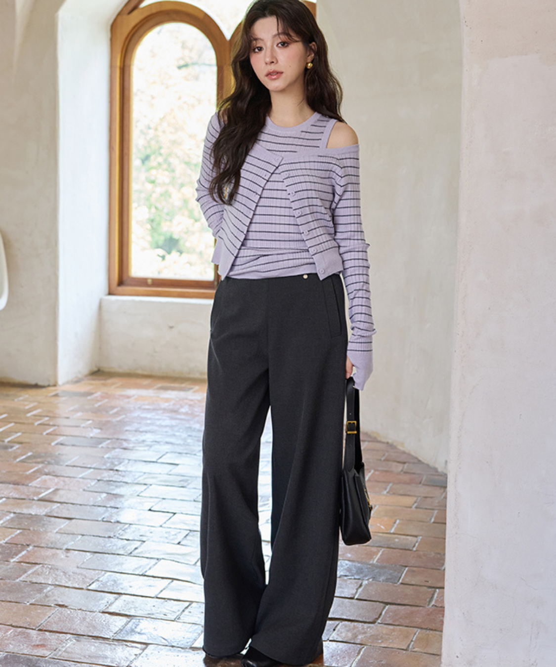 ベルト付きフルレングススラックス