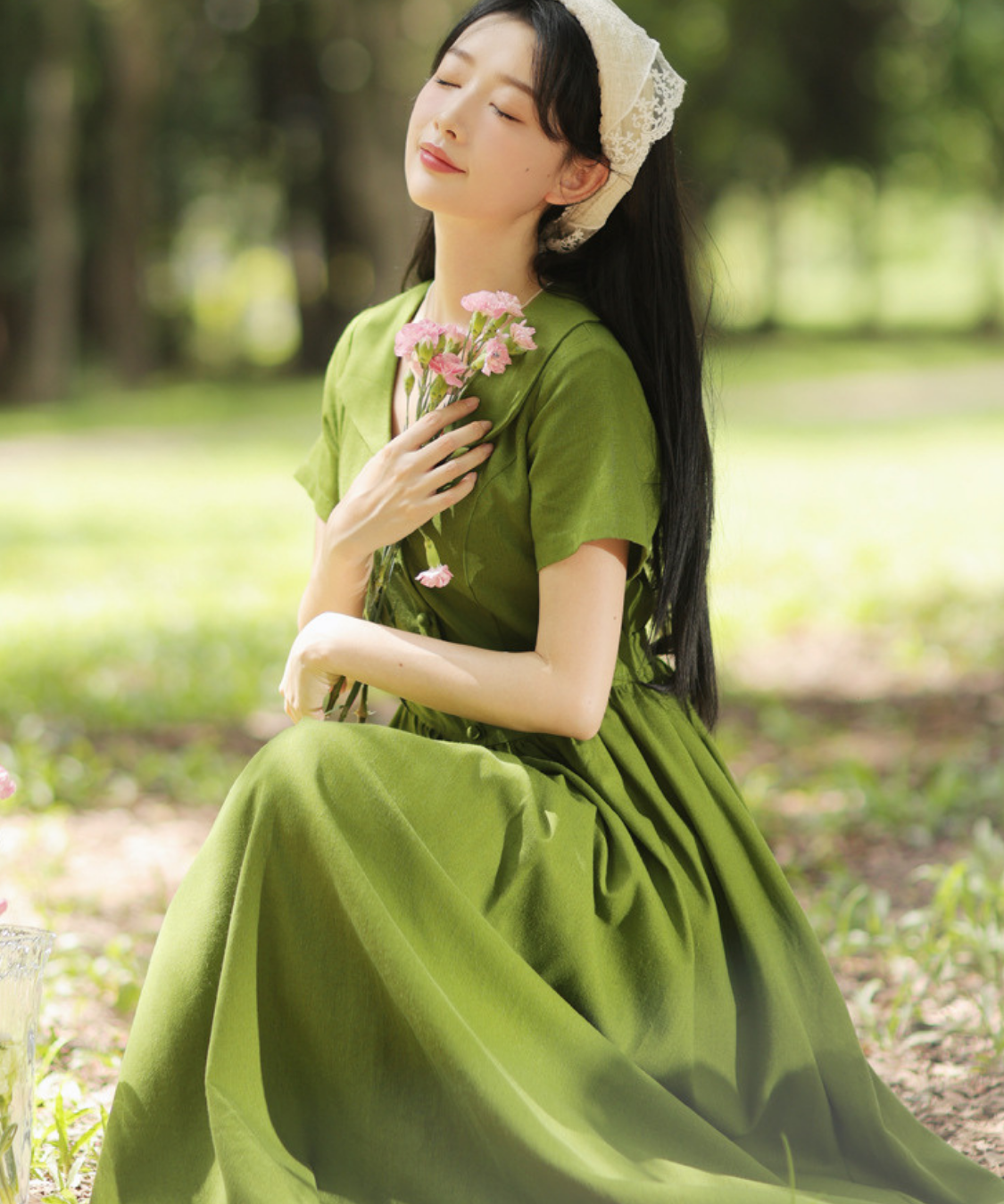 フロントボタン付きクスエアカラーワンピース