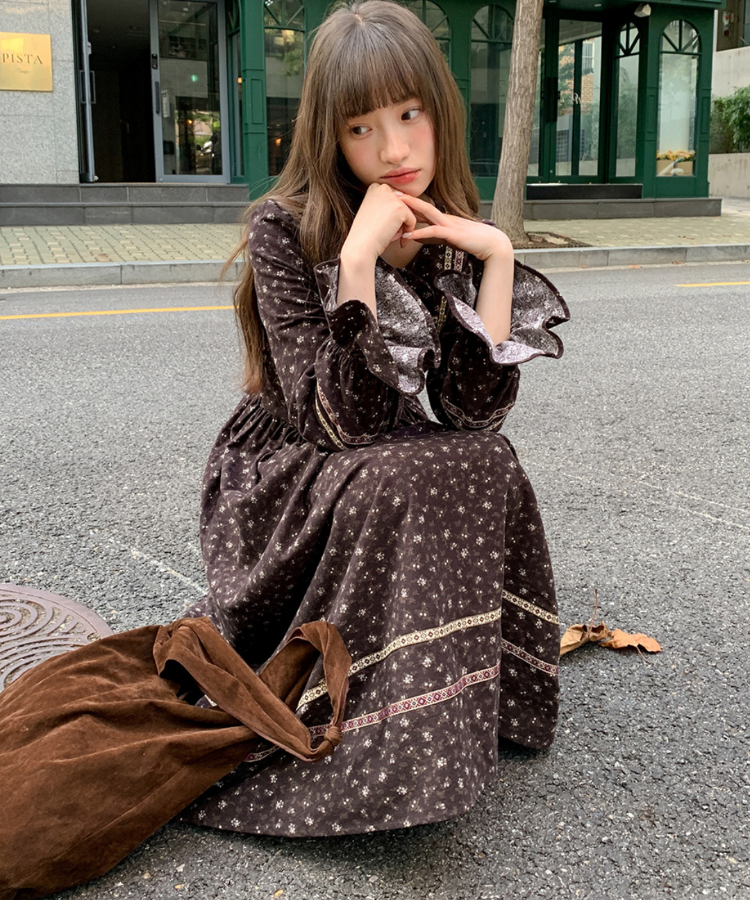 リボン付きラウンドネック民族調ワンピース – jemiremi（ジェミレミ）