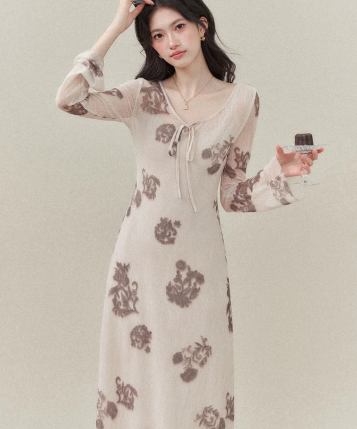 花柄シアーニットワンピース – jemiremi（ジェミレミ）