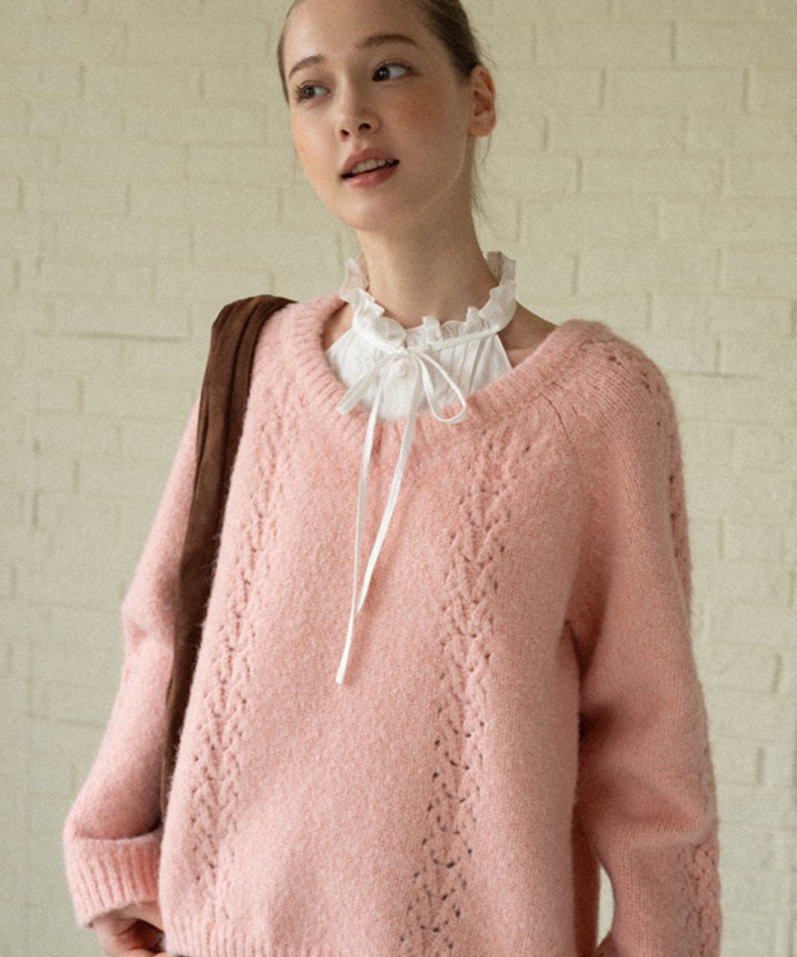 透かし編みシャギーニットプルオーバー