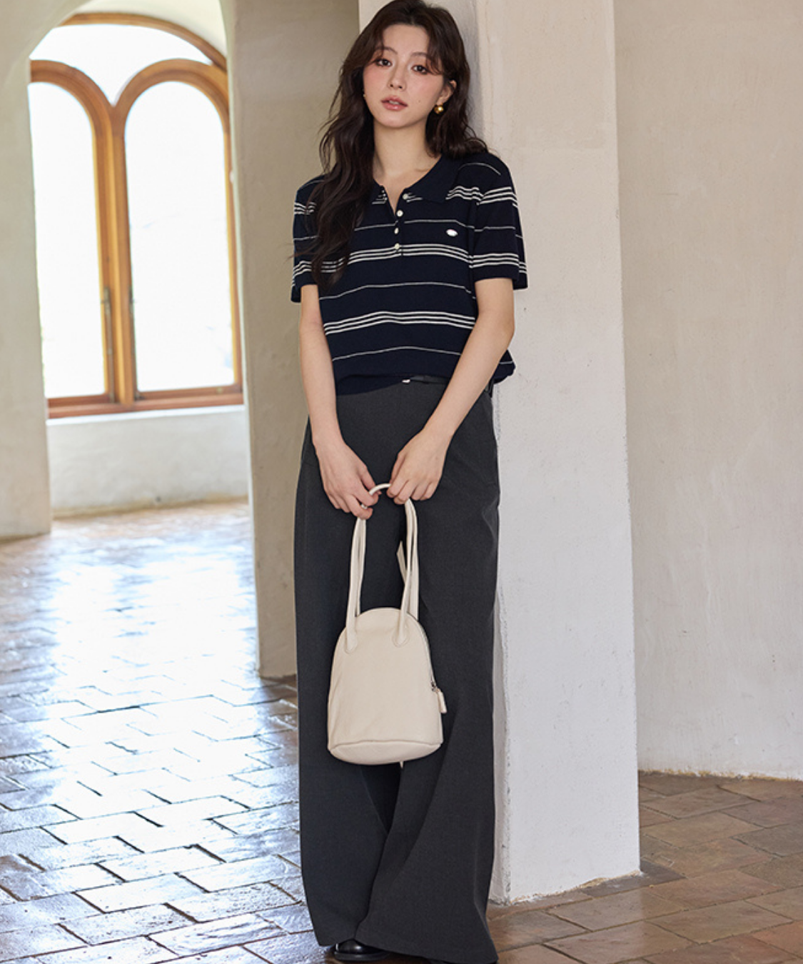 ベルト付きフルレングススラックス