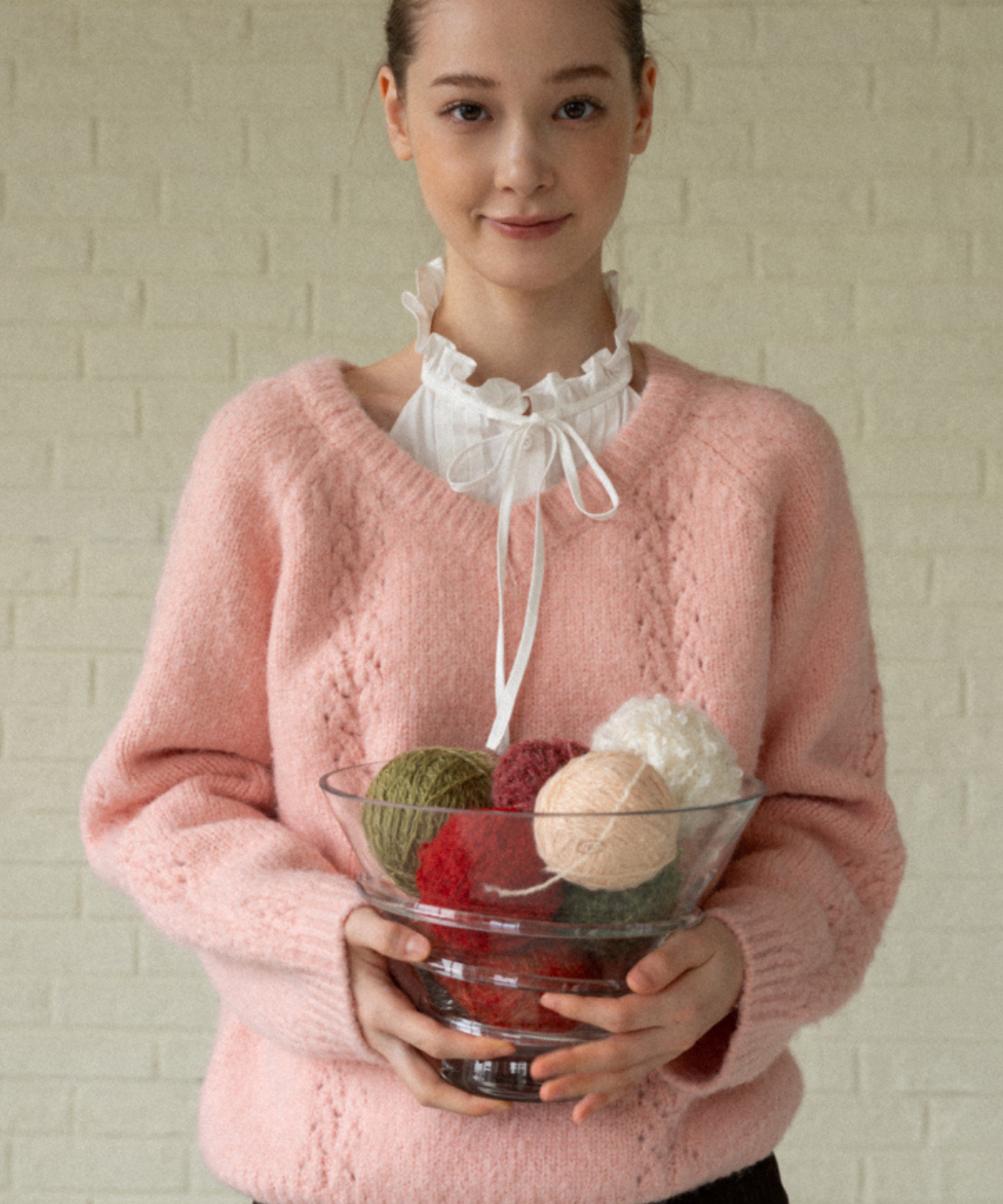 透かし編みシャギーニットプルオーバー