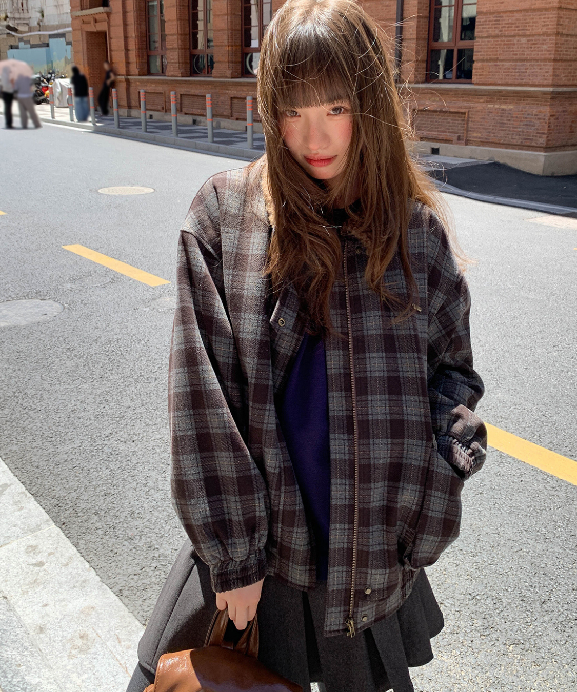 チェック柄ボアカラージャケット – jemiremi（ジェミレミ）