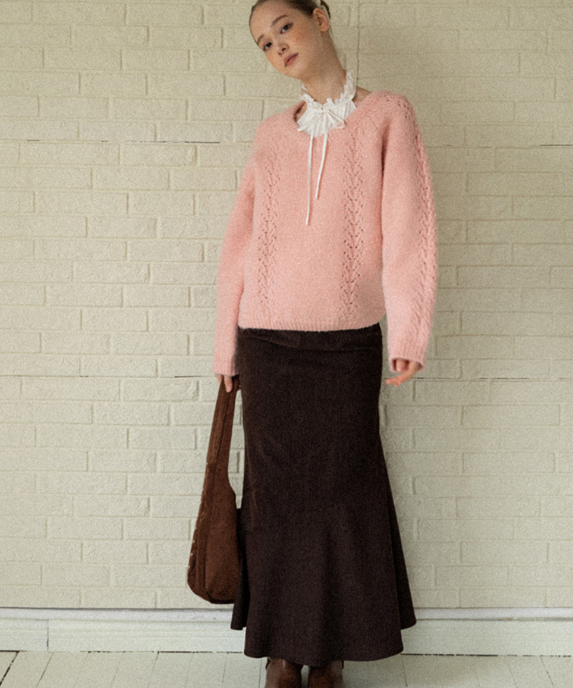 透かし編みシャギーニットプルオーバー