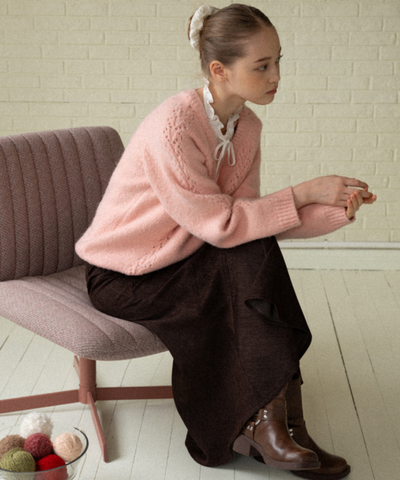 透かし編みシャギーニットプルオーバー