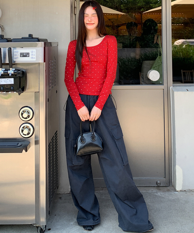 ドローコード付きワイドカーゴパンツ