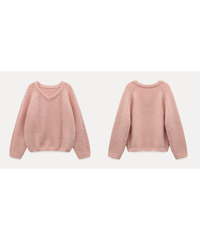 透かし編みシャギーニットプルオーバー