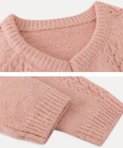 透かし編みシャギーニットプルオーバー