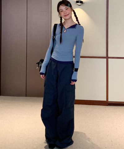 ドローコード付きワイドカーゴパンツ