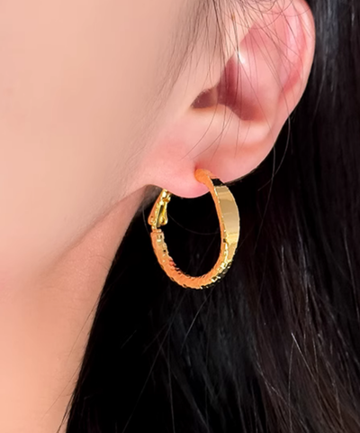 メタリックカットフープピアス