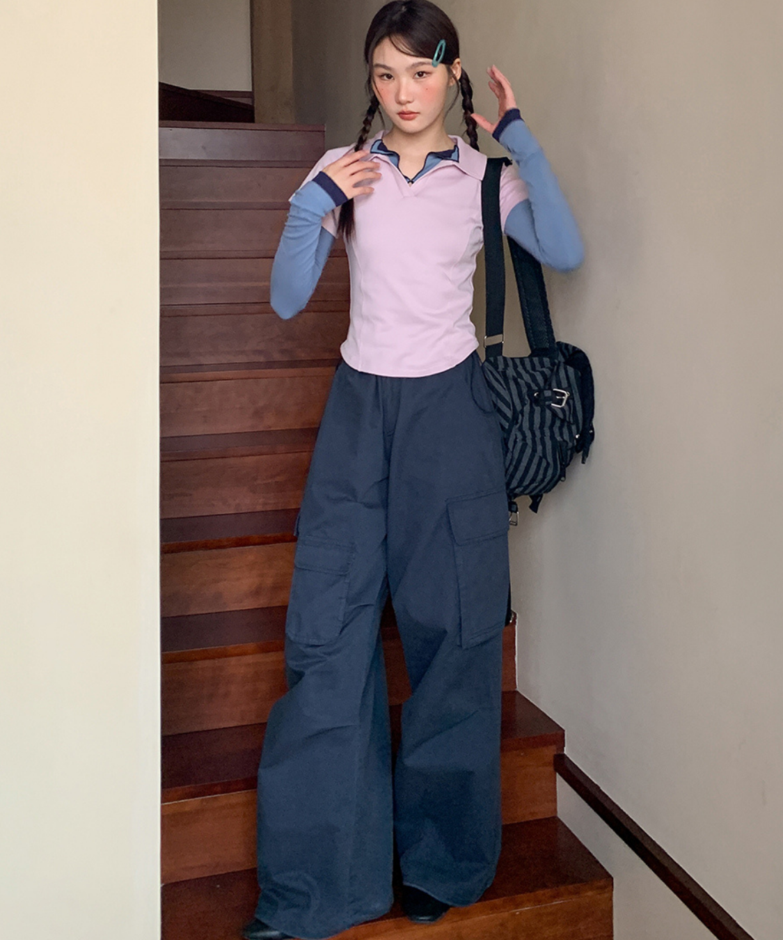 ドローコード付きワイドカーゴパンツ