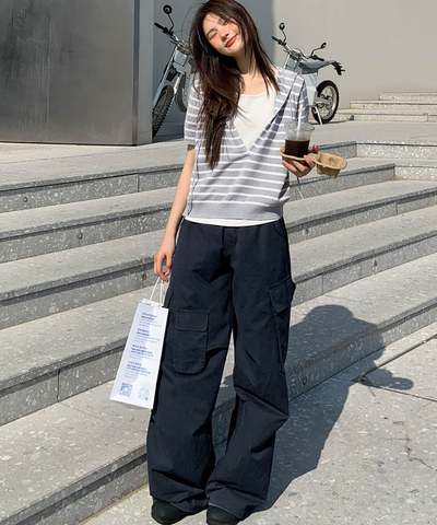 ドローコード付きワイドカーゴパンツ