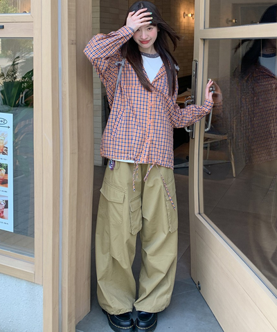 ドローコード付きワイドカーゴパンツ