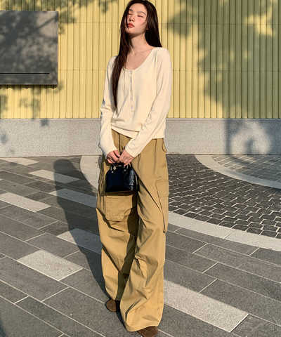 ドローコード付きワイドカーゴパンツ