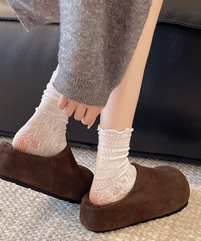 ふわもこ厚底スエード調スリッポン