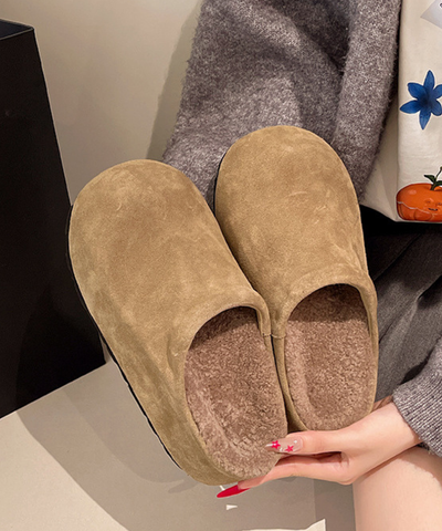 ふわもこ厚底スエード調スリッポン