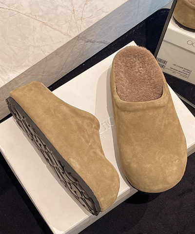 ふわもこ厚底スエード調スリッポン