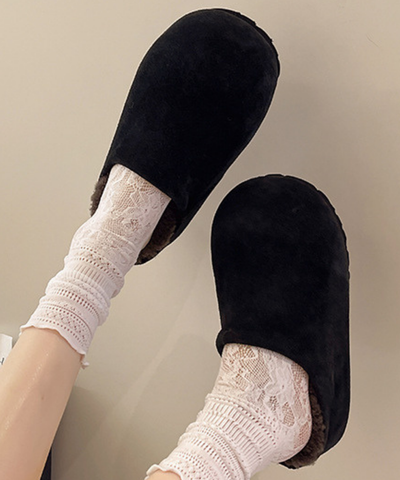 ふわもこ厚底スエード調スリッポン