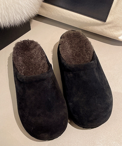 ふわもこ厚底スエード調スリッポン