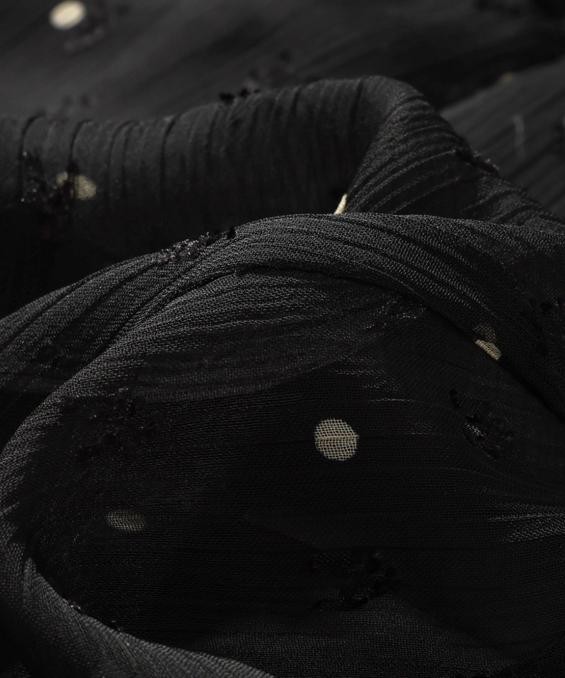 シアードット柄シャーリングワンピース