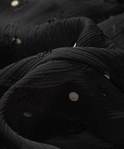 シアードット柄シャーリングワンピース