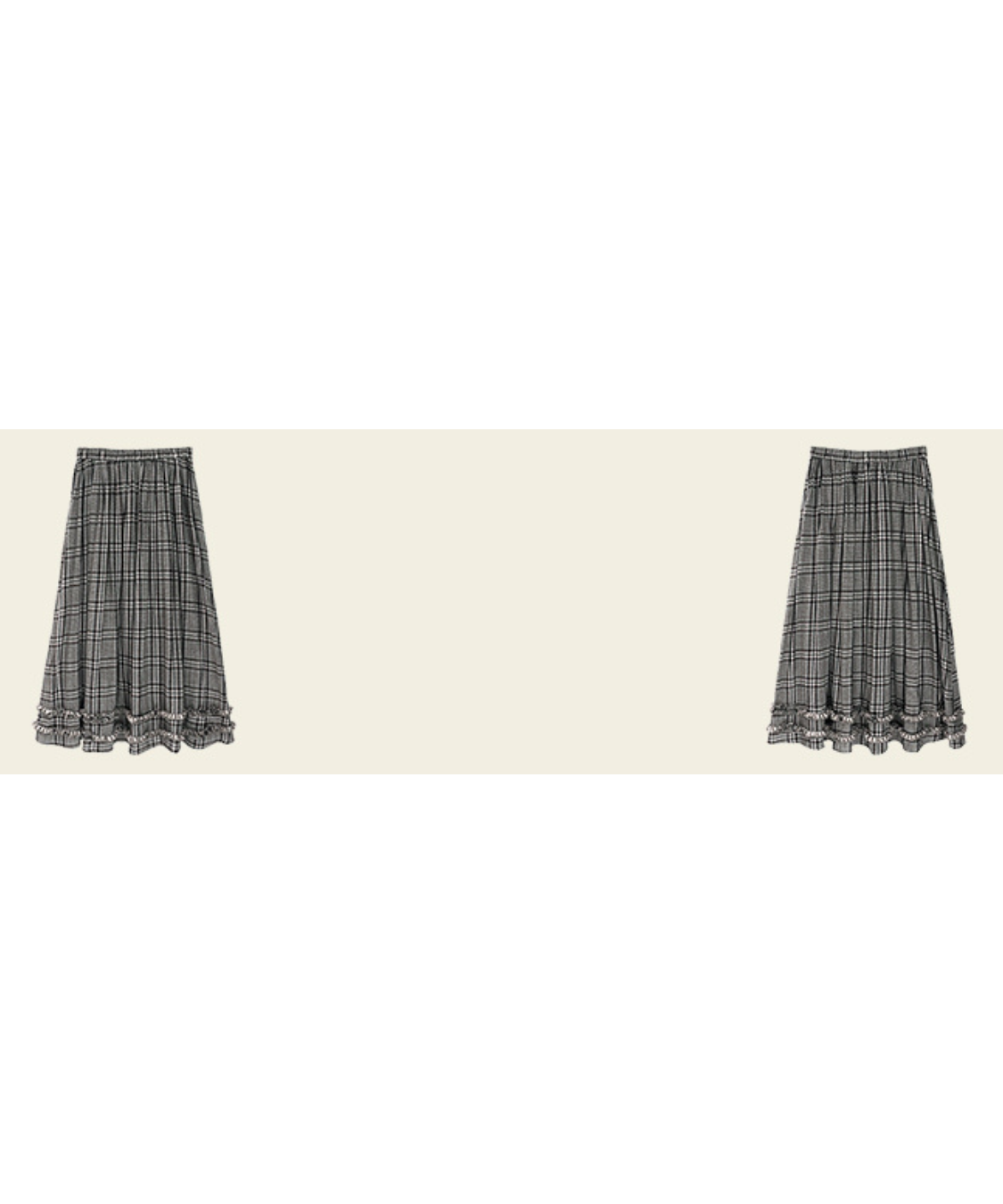 チェック柄Wフリルロングスカート