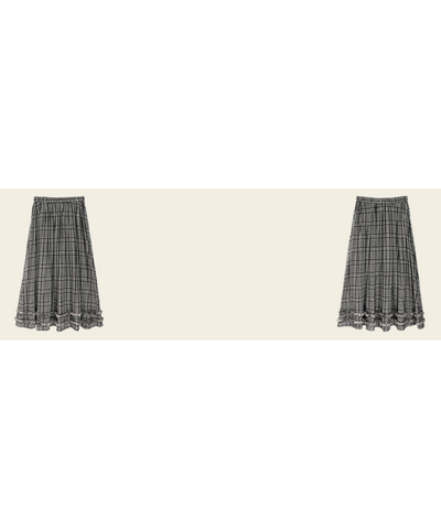 チェック柄Wフリルロングスカート