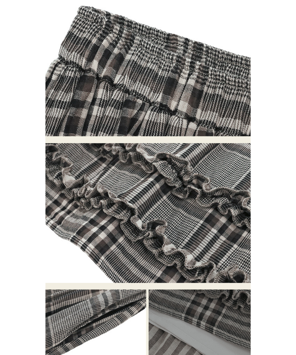 チェック柄Wフリルロングスカート