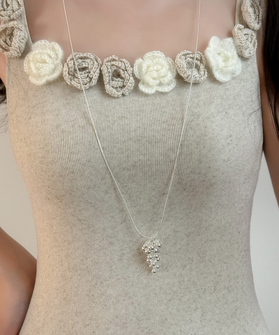 シルバーボールモチーフロングネックレス