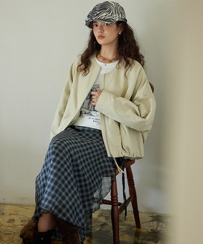 チェック柄ラップロングスカート