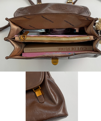 フェイクレザー ターンロックフラップリュック