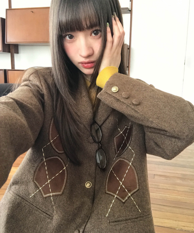 アーガイル刺繍ジャケット＋ボックスプリーツスカート 2点セット