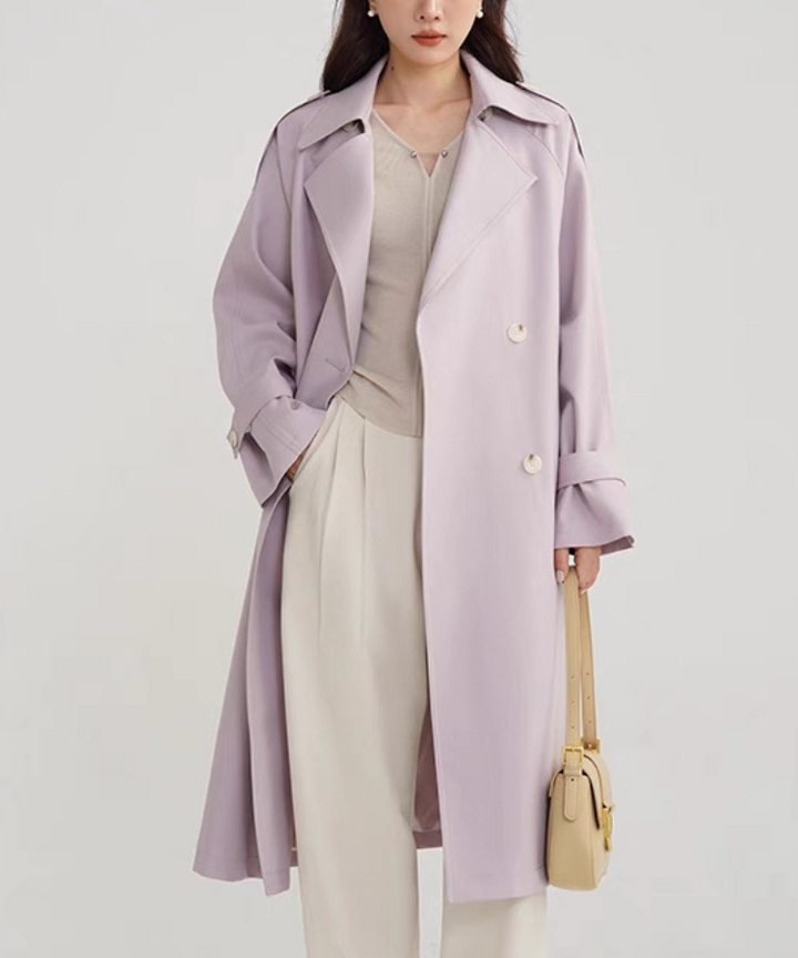 USCITA TRE パープル トレンチコート リボン春服 USCITA TRE パープル トレンチコート リボン春服