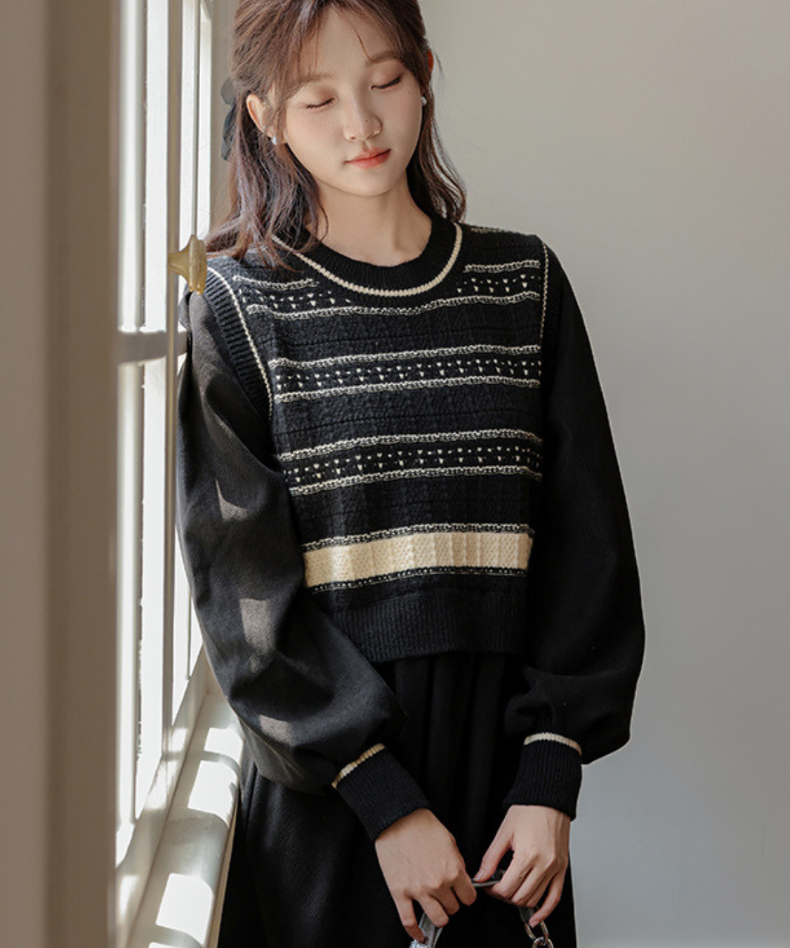 デザインボーダーニットベストドッキングワンピース – jemiremi デザインボーダーニットベストドッキングワンピース – jemiremi