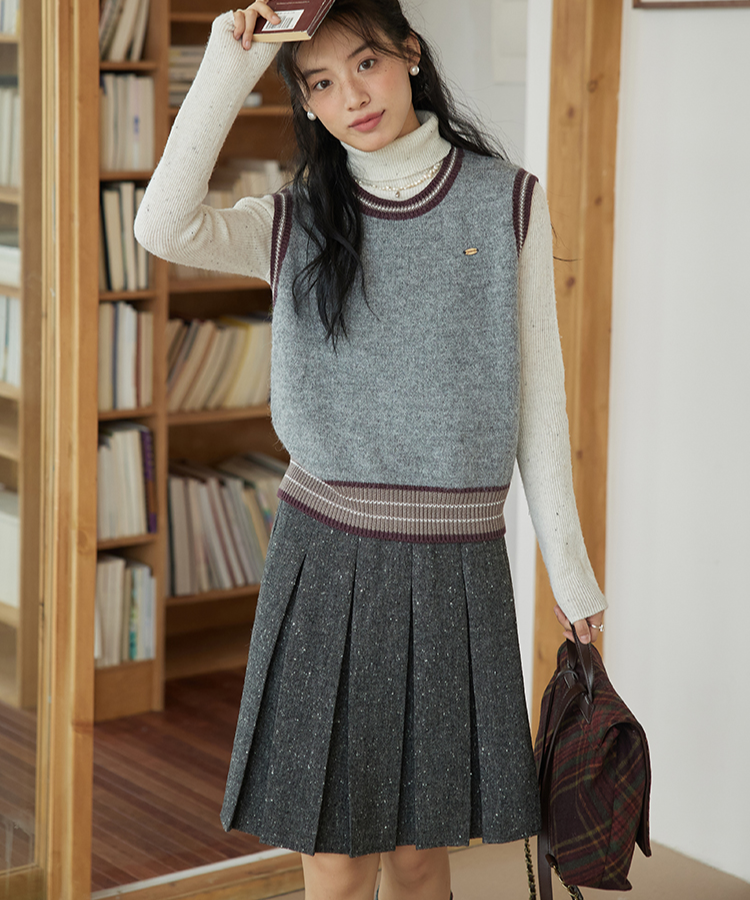 SPORTMAX キャメル 羊皮 本皮 ボックスプリーツスカート