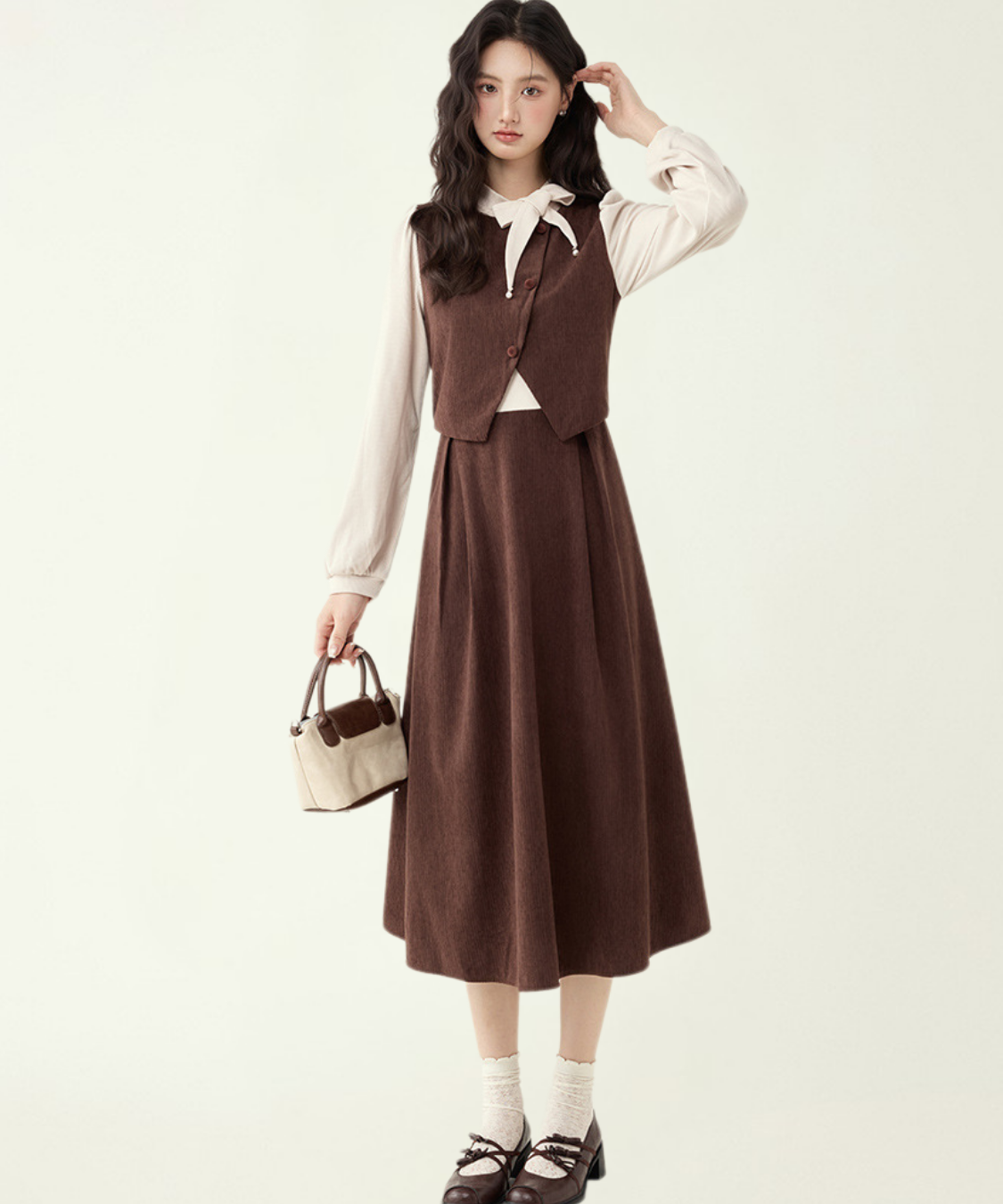 ベスト風フェイクAラインワンピース
