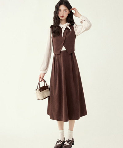 ベスト風フェイクAラインワンピース