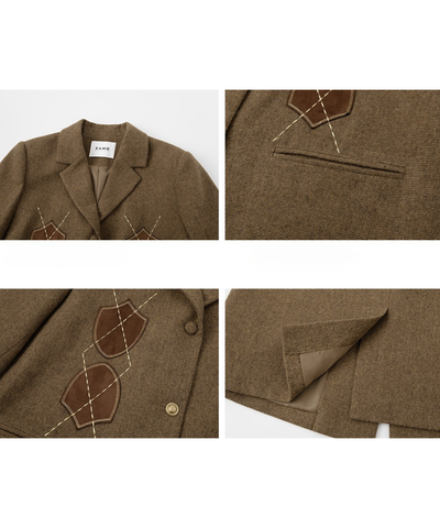 アーガイル刺繍ジャケット＋ボックスプリーツスカート 2点セット