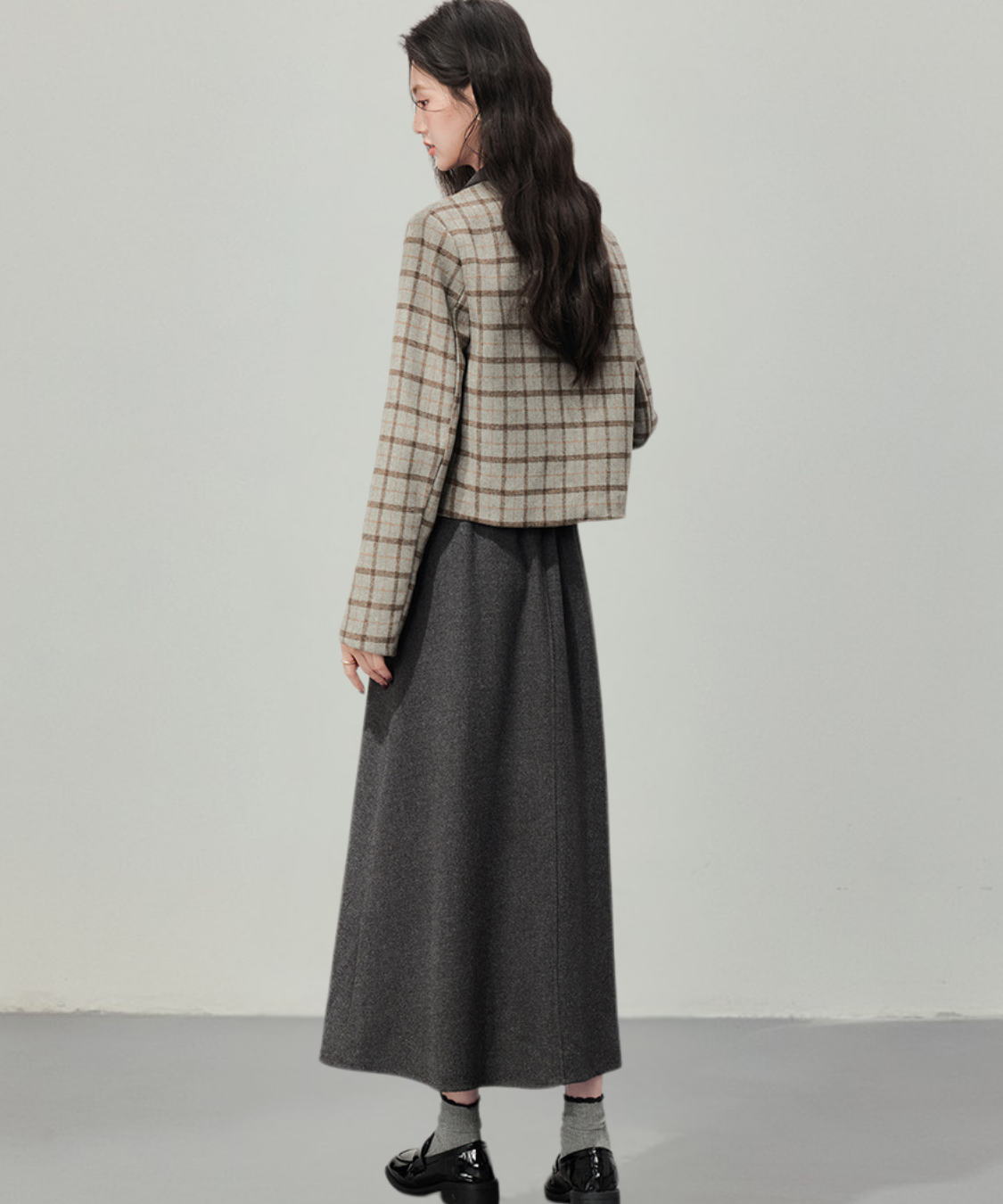 リボンタイチェックジャケット＋スカート 2点セット