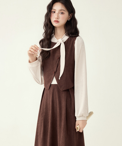 ベスト風フェイクAラインワンピース