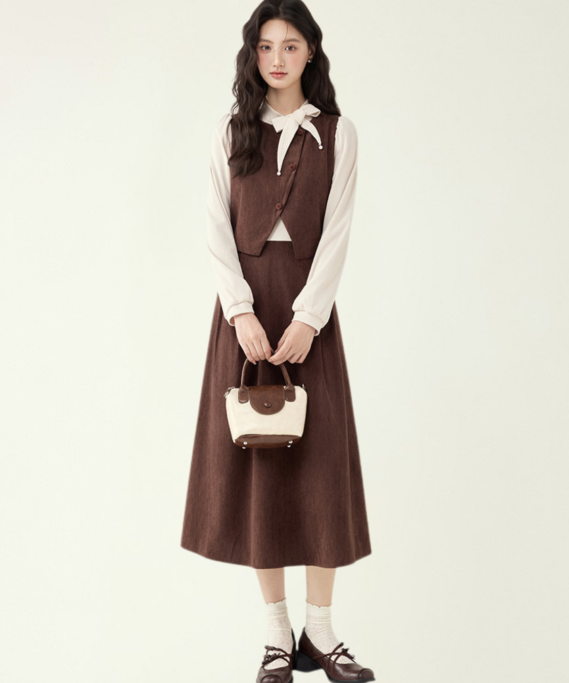 ベスト風フェイクAラインワンピース