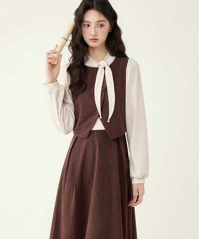 ベスト風フェイクAラインワンピース