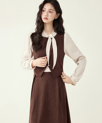 ベスト風フェイクAラインワンピース
